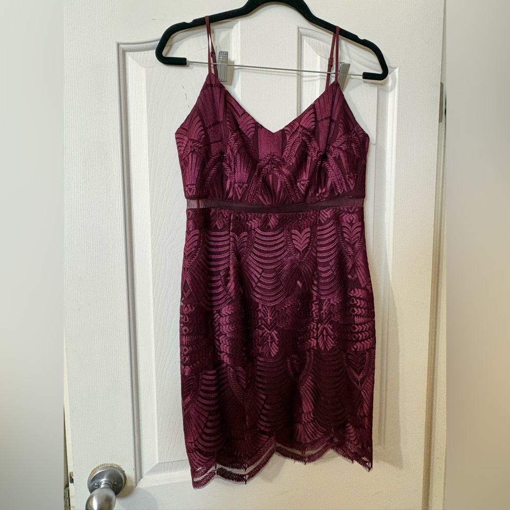 Guess Burgundy Lace Mini Dress